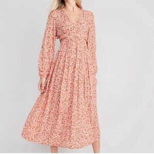 Old Navy Floral Waist-Defined Crepe Side-Cutout Maxi Dress